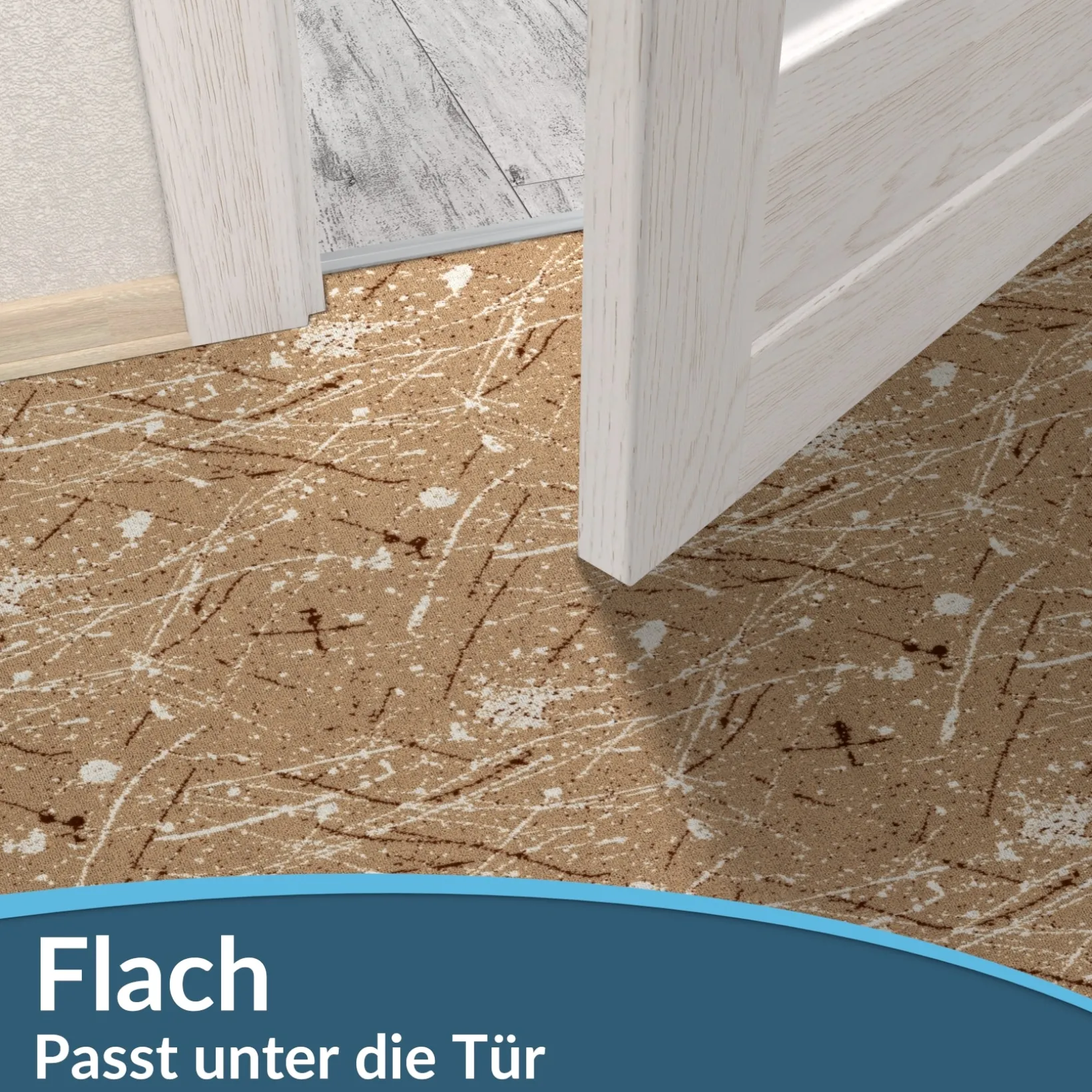 Läufer Flur Teppichläufer Küchenläufer rutschfest Velvet Beig Breite 65cm / 100cm