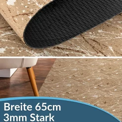 Läufer Flur Teppichläufer Küchenläufer rutschfest Velvet Beig Breite 65cm / 100cm