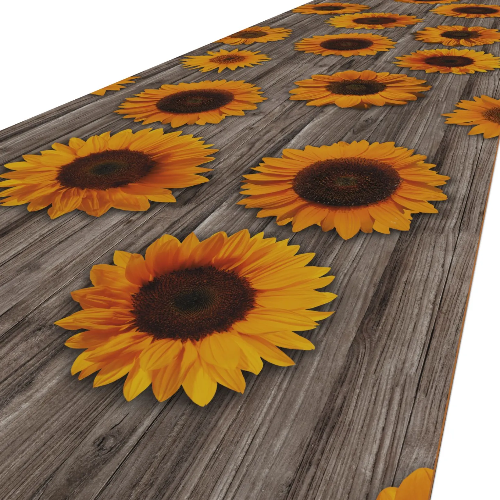 Läufer PVC Teppich rutschfest abwaschbar Sonnenblumen Grau 50cm Breit