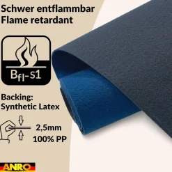 Messeteppich Eventteppich Blau Teppich für Messe Event Messeboden Meterware BFL-S1 Alex