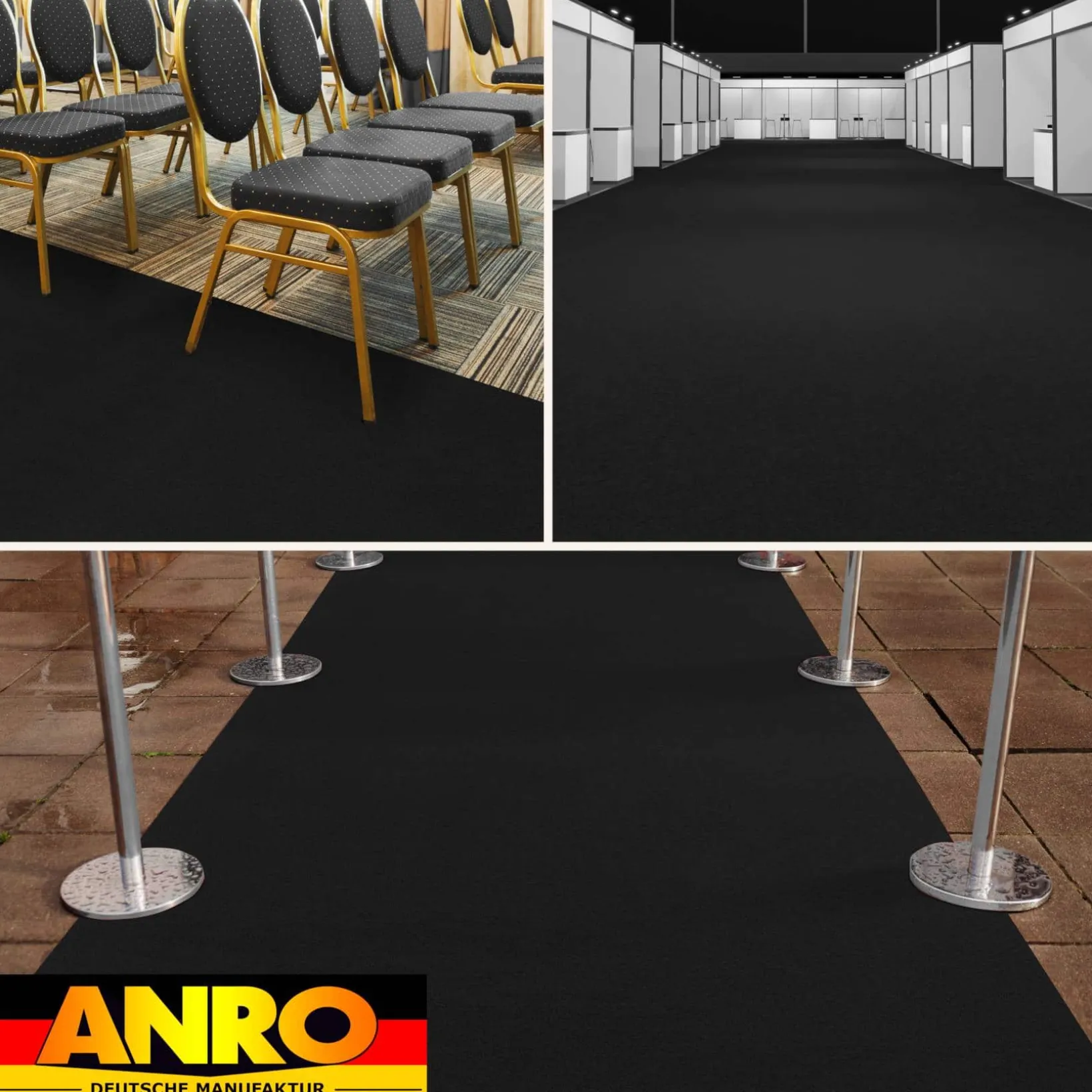 Messeteppich Eventteppich Schwarz Teppich für Messe Event Messeboden Meterware BFL-S1 Alex