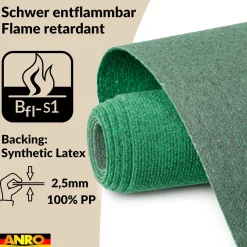 Messeteppich Rips Teppich für Messe Büro Eventteppich Grün Meterware BFL-S1 Yula
