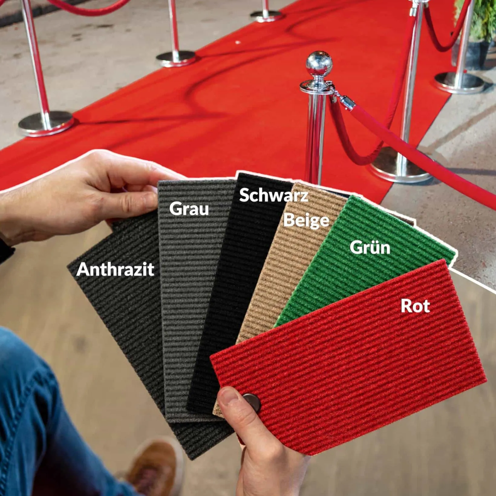 Messeteppich Rips Teppich für Messe Büro Eventteppich Rot Meterware BFL-S1 Yula