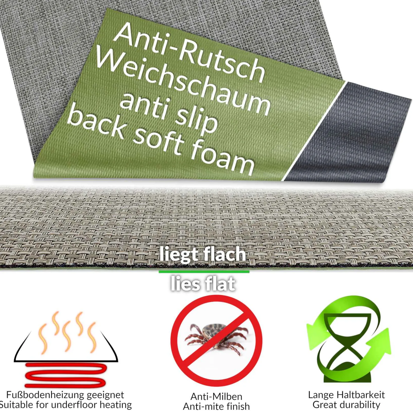 Outdoorteppich Teppichläufer Küchenläufer Rattan Tatami | 50/ 67/ 100 cm Breit