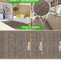 Outdoorteppich Teppichläufer Küchenläufer Rattan Tatami | 50/ 67/ 100 cm Breit