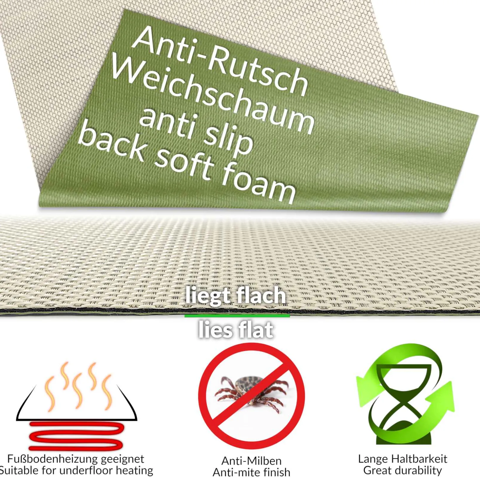 Outdoorteppich Teppichläufer Küchenläufer Rattan Tatami Flecht Gelb | 50cm Breit