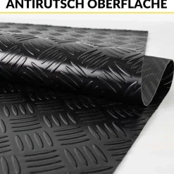 PVC Bodenbelag Meterware Antirutschmatte Vinylboden Rollenware Stärke 1,5mm Riffelblech Schwarz Breite 100cm