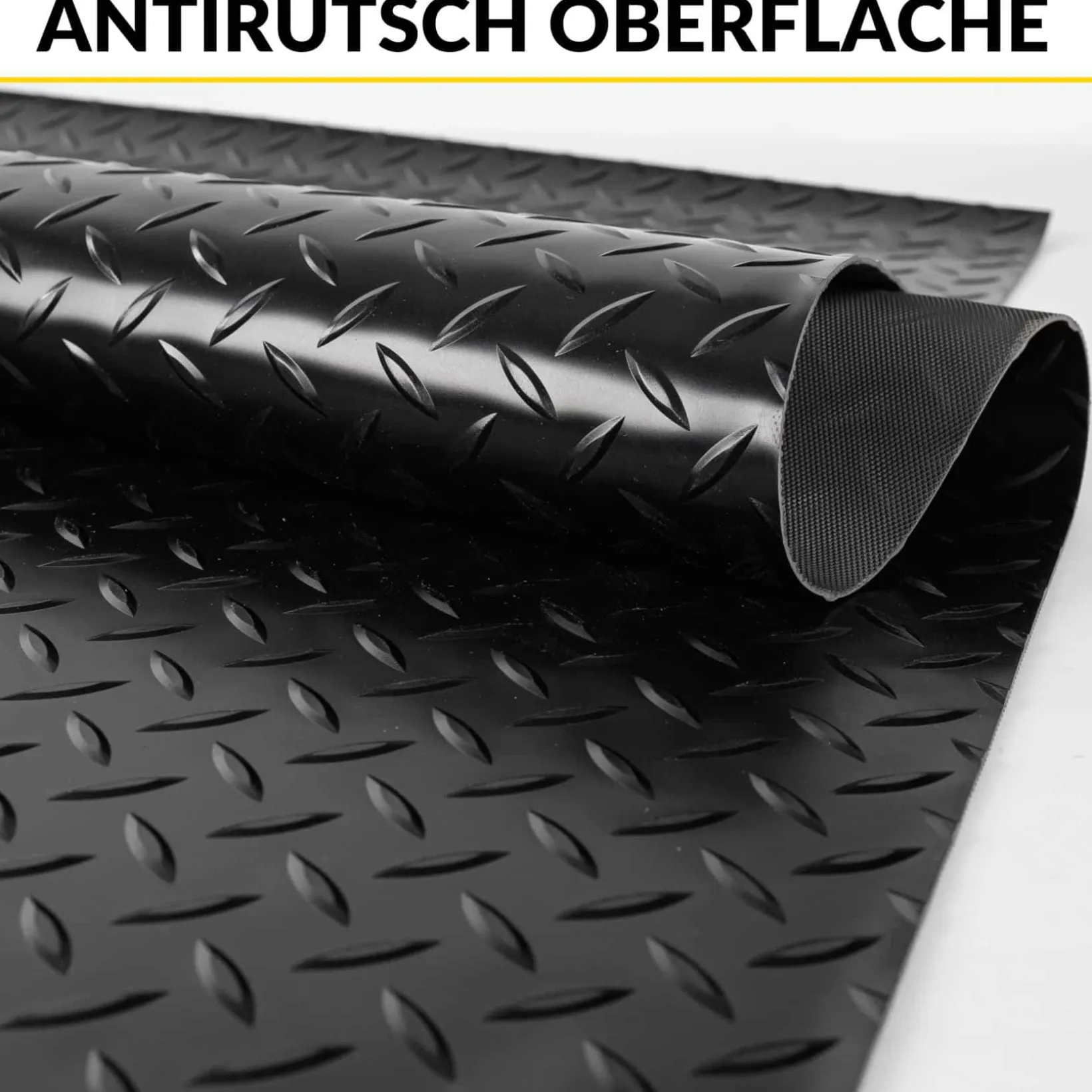 PVC Bodenbelag Meterware Antirutschmatte Vinylboden Rollenware Stärke1,5mm 100cm Breite Tränenblech Schwarz Breite 100cm