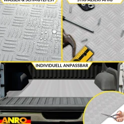 PVC Bodenbelag Meterware Antirutschmatte Vinylboden Rollenware Stärke 1,5mm Riffelblech Silber Breite 100cm