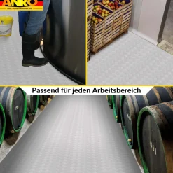 PVC Bodenbelag Meterware Antirutschmatte Vinylboden Rollenware Stärke 1,5mm Riffelblech Silber Breite 100cm