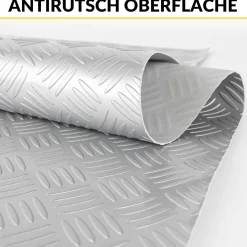 PVC Bodenbelag Meterware Antirutschmatte Vinylboden Rollenware Stärke 1,5mm Riffelblech Silber Breite 100cm