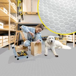 PVC Bodenbelag Meterware Antirutschmatte Vinylboden Rollenware Stärke 1,5mm Noppen Silber Breite 100cm