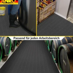 PVC Bodenbelag Meterware Antirutschmatte Vinylboden Rollenware Stärke 1,5mm Noppen Schwarz Breite 100cm