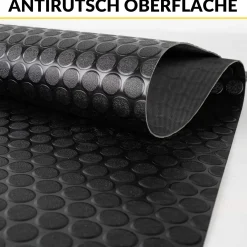 PVC Bodenbelag Meterware Antirutschmatte Vinylboden Rollenware Stärke 1,5mm Noppen Schwarz Breite 100cm