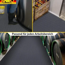 PVC Bodenbelag Meterware Antirutschmatte Vinylboden Rollenware Stärke1,5mm 100cm Breite Tränenblech Anthrazit Breite 100cm