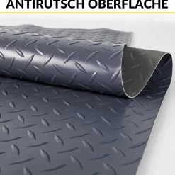 PVC Bodenbelag Meterware Antirutschmatte Vinylboden Rollenware Stärke1,5mm 100cm Breite Tränenblech Anthrazit Breite 100cm