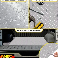 PVC Bodenbelag Meterware Antirutschmatte Vinylboden Rollenware Stärke1,5mm 100cm Breite Tränenblech Silber Breite 100cm
