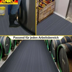 PVC Bodenbelag Meterware Antirutschmatte Vinylboden Rollenware Stärke 1,5mm Riffelblech Anthrazit Breite 100cm