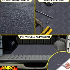 PVC Bodenbelag Meterware Antirutschmatte Vinylboden Rollenware Stärke 1,5mm Riffelblech Anthrazit Breite 100cm