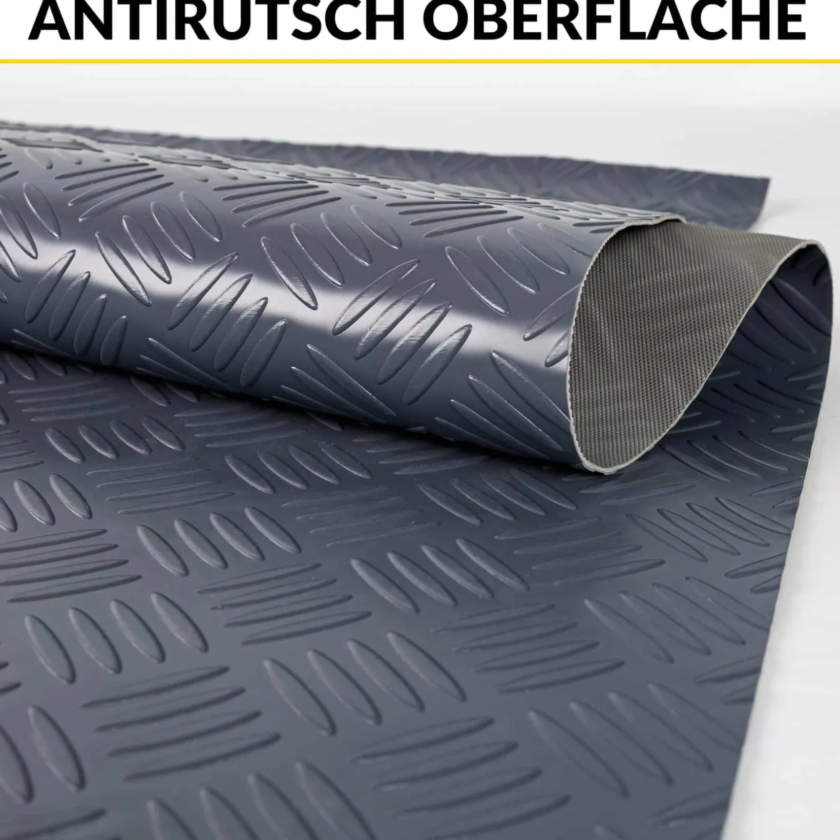 PVC Bodenbelag Meterware Antirutschmatte Vinylboden Rollenware Stärke 1,5mm Riffelblech Anthrazit Breite 100cm