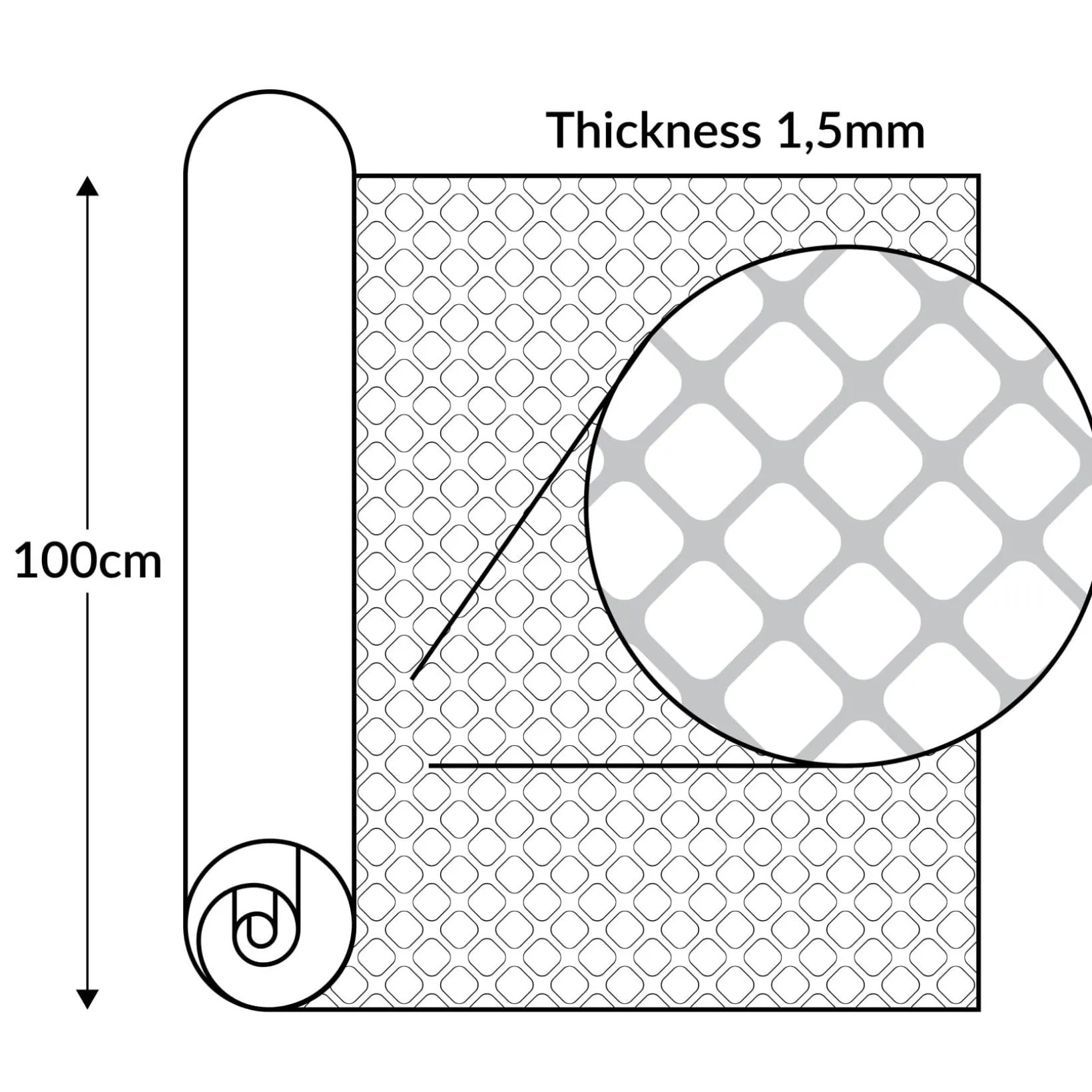 PVC Bodenbelag Meterware Dionis Antirutschmatte Vinylboden Rollenware Stärke 1,5mm Karo Silber Breite 100cm