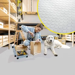 PVC Bodenbelag Meterware Dionis Antirutschmatte Vinylboden Rollenware Stärke 1,5mm Karo Silber Breite 100cm
