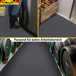 PVC Bodenbelag Meterware Dionis Antirutschmatte Vinylboden Rollenware Stärke 1,5mm Karo Anthrazit Breite 100cm