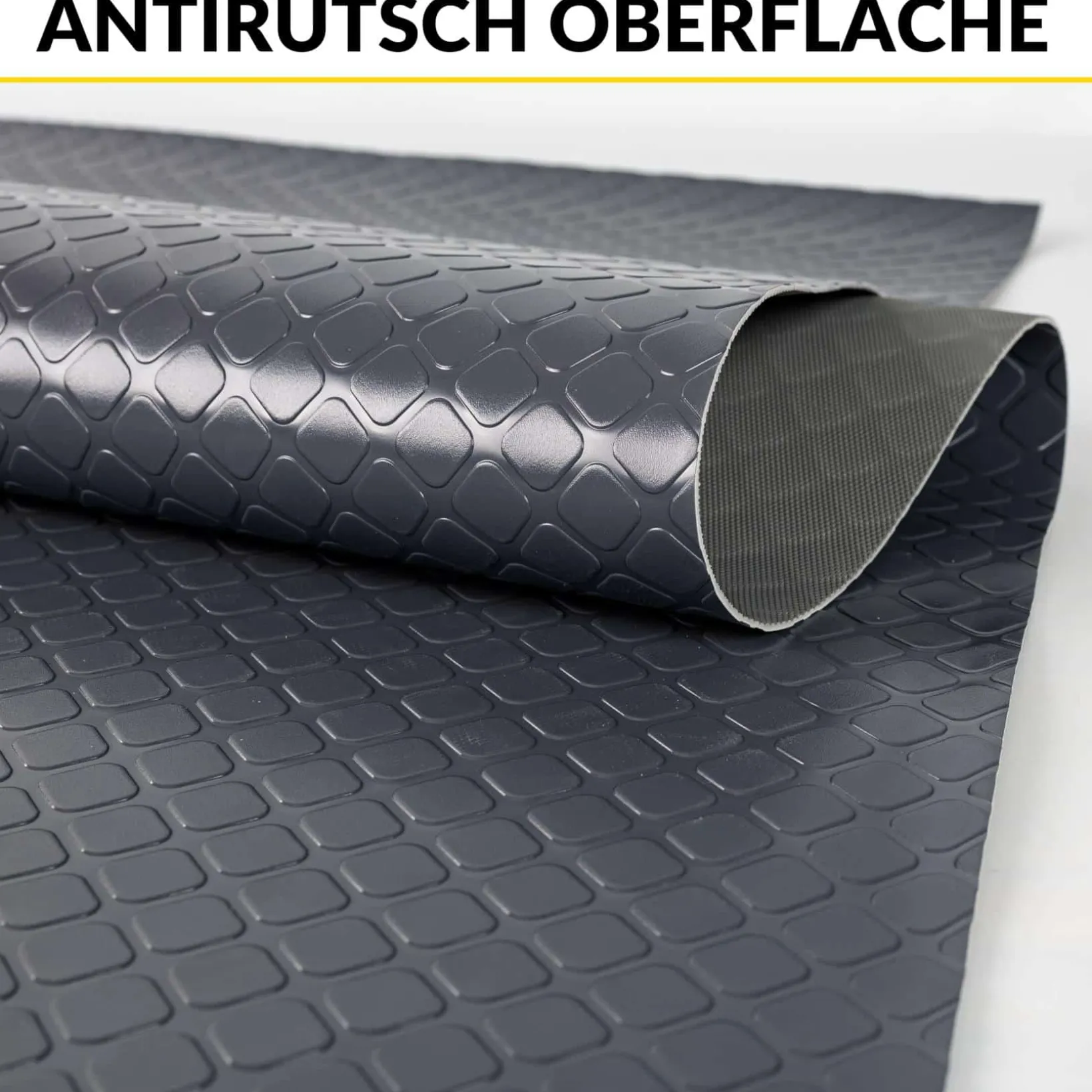 PVC Bodenbelag Meterware Dionis Antirutschmatte Vinylboden Rollenware Stärke 1,5mm Karo Anthrazit Breite 100cm