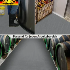PVC Bodenbelag Noppenbelag Vinylboden Noppen Grau 1mm Antirutschmatte Meterware 140cm Breit