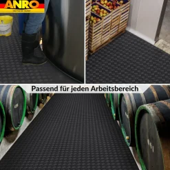 PVC Bodenbelag Vinylboden Riffelblechoptik Schwarz 1mm Antirutschmatte Meterware 140cm Breit