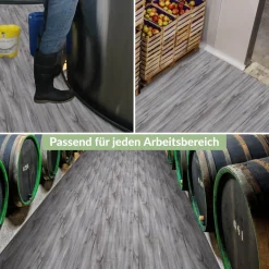 PVC Bodenbelag Vinyl Fußbodenbelag PVC Boden Vinylboden Holz Grau Meterware Breite 140cm