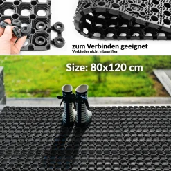 Ringgummimatte Gummimatte Wabenmatte Fußabtreter Schmutzfangmatte 80x120cm Schwarz