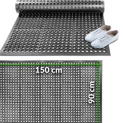 Ringgummimatte mit Gummirand Schmutzfangmatte Gummimatte Wabenmatte 90x150cm Schwarz