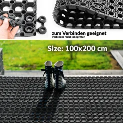 Ringgummimatte Schmutzfangmatte Fußabtreter Gummimatte Wabenmatte 100x200cm Schwarz