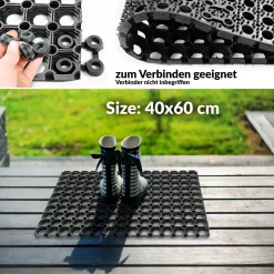 Ringgummimatte Schmutzfangmatte Fußabtreter Gummimatte Wabenmatte 40x60cm Schwarz 23mm