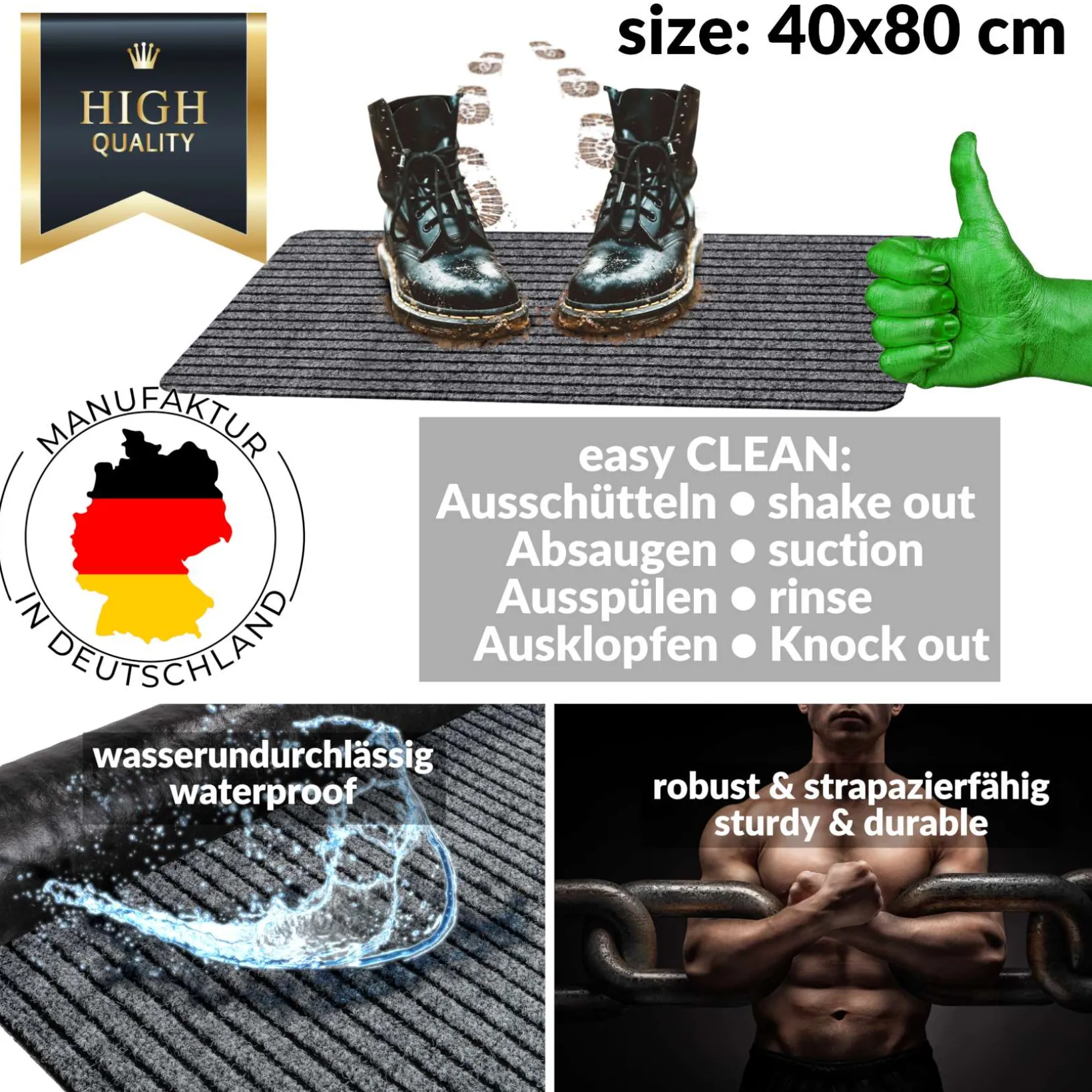Schmutzfangmatte Fußmatte Fußabtreter MISCHA Uni Mehrfarbig