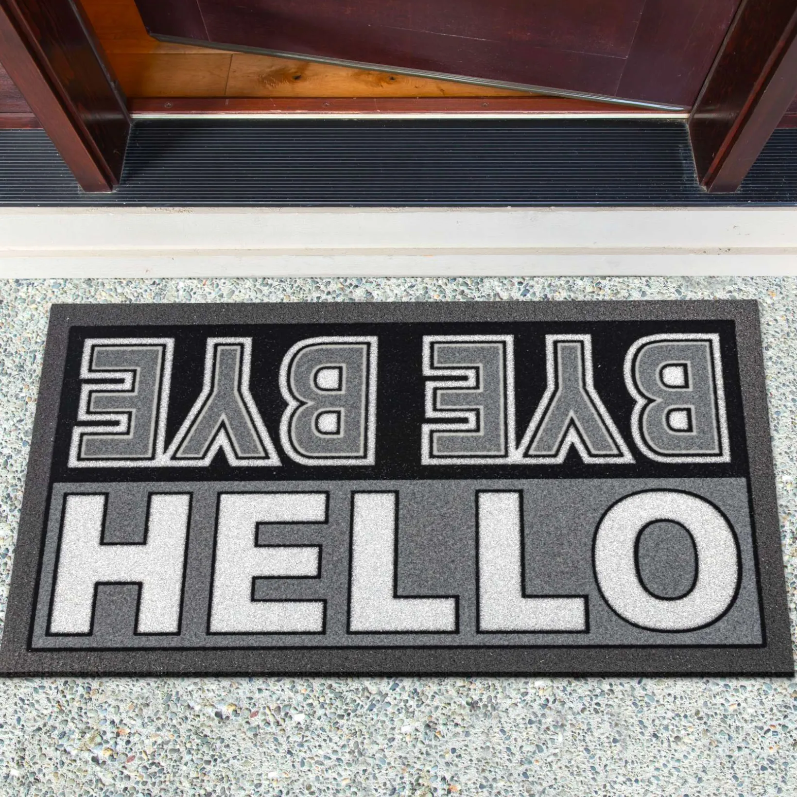 Schmutzfangmatte Fußmatte Türvorleger rutschfest Hello Bye Bye – Glitzer 40x68cm