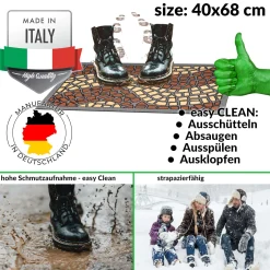 Schmutzfangmatte Fußmatte Türvorleger rutschfest Mosaik Braun 40x68cm