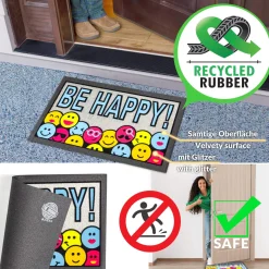 Schmutzfangmatte Fußmatte Türvorleger rutschfest Be Happy! – Glitzer 40x68cm