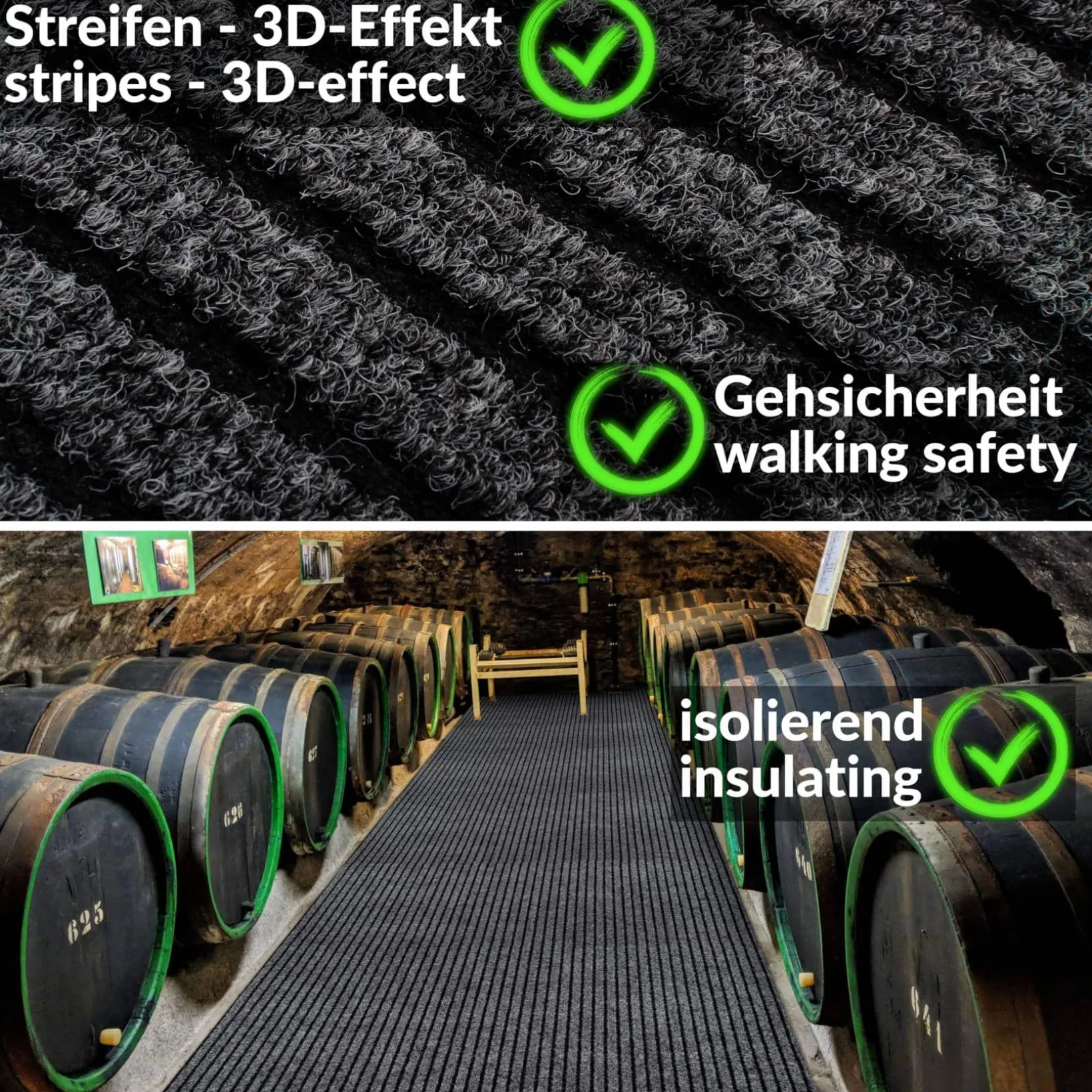 Schmutzfangmatte Teppich Meterware Fußmatte Sauberlaufmatte Flur Läufer Grau Breite 160 cm