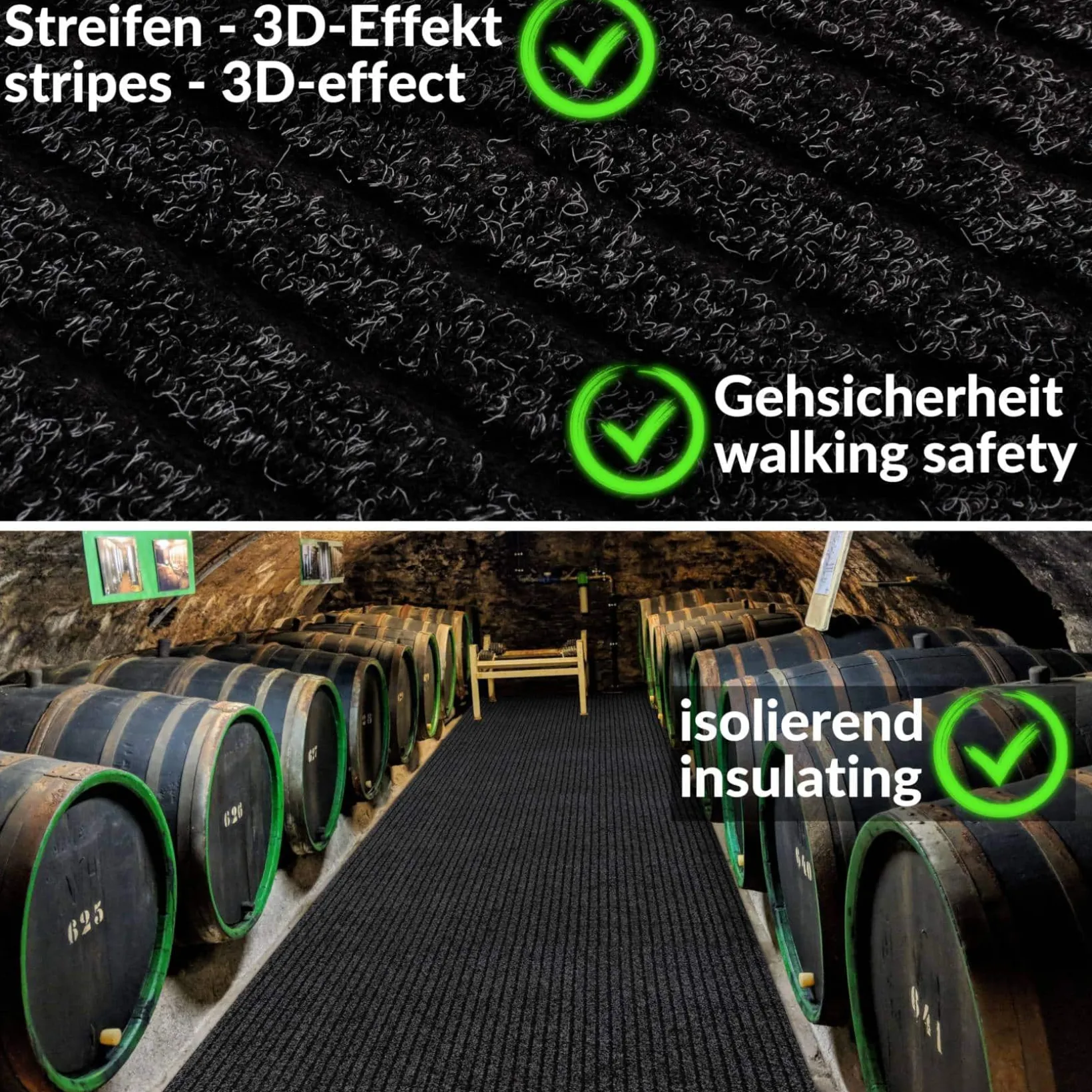 Schmutzfangmatte Teppich Meterware Fußmatte Sauberlaufmatte Flur Läufer Schwarz Breite 80 cm