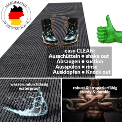 Schmutzfangmatte Teppich Meterware Fußmatte Sauberlaufmatte Flur Läufer Grau Breite 80 cm