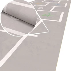 Spielmatte Hüpfspiel Teppich Läufer abwaschbar rutschfest Grau Bunt 67x240cm