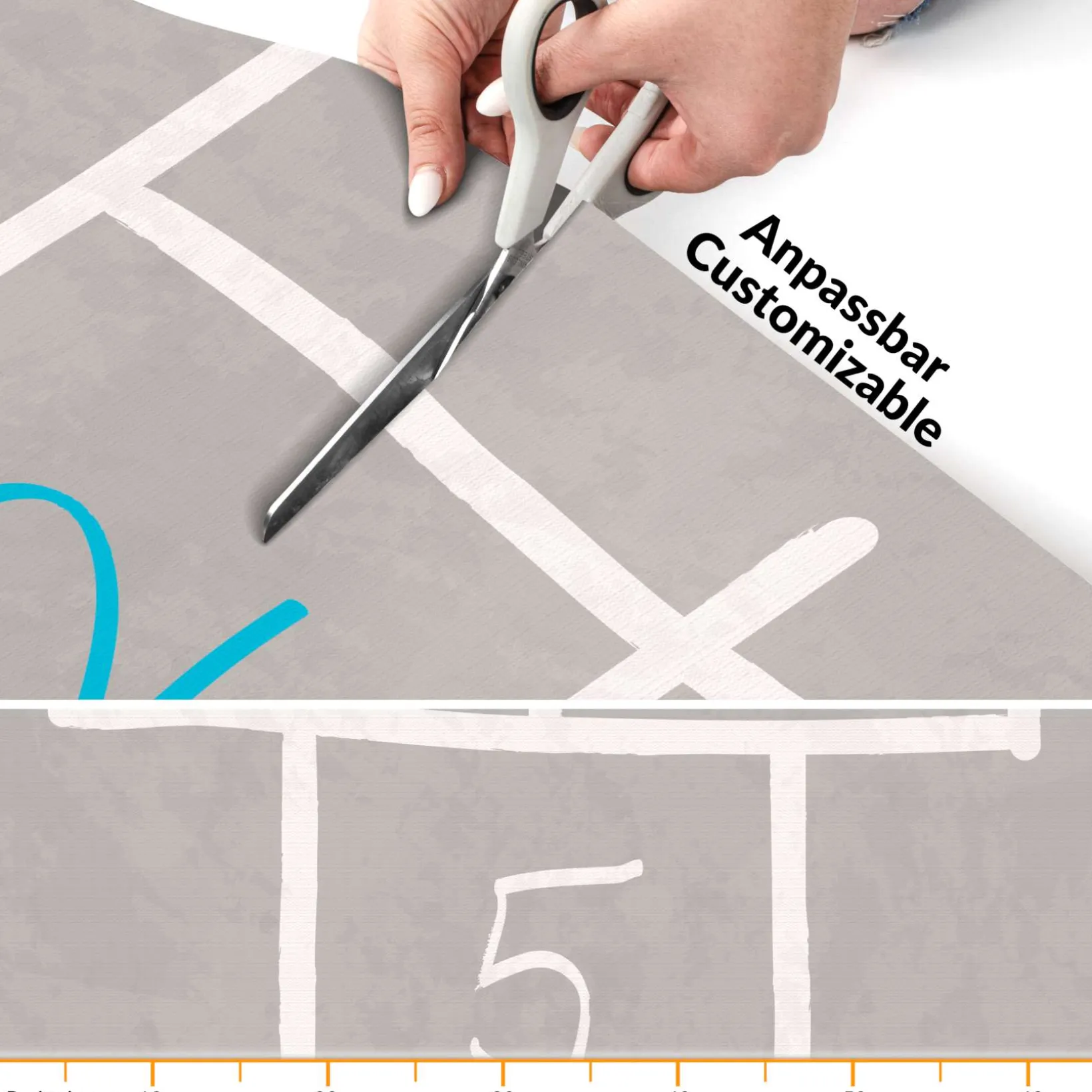 Spielmatte Hüpfspiel Teppich Läufer abwaschbar rutschfest Grau Bunt 67x240cm