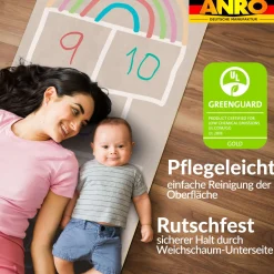 Spielmatte Hüpfspiel Teppich Läufer Hüpfspiel abwaschbar rutschfest Spring Kreuz Beige 67x240cm