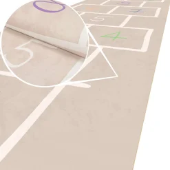 Spielmatte Hüpfspiel Teppich Läufer Hüpfspiel abwaschbar rutschfest Spring Kreuz Beige 67x240cm