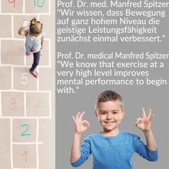 Spielmatte Hüpfspiel Teppich Läufer Hüpfspiel abwaschbar rutschfest Spring Kreuz Beige 67x240cm