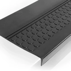 Stufenmatte Gummi mit Kantenschutz Noppen Schwarz Treppenstufen Gummimatte Trittschutz