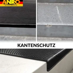 Stufenmatte Gummi mit Kantenschutz Noppenmuster PunkteTreppenstufen Trittschutz 75x25x2,5cm