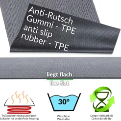 Teppichläufer Flurläufer Küchenläufer Velours Wilson Grau 65cm Breit